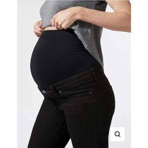 Blanqi Denim Maternity Belly Support Skinny Black Jeans | Size  4
